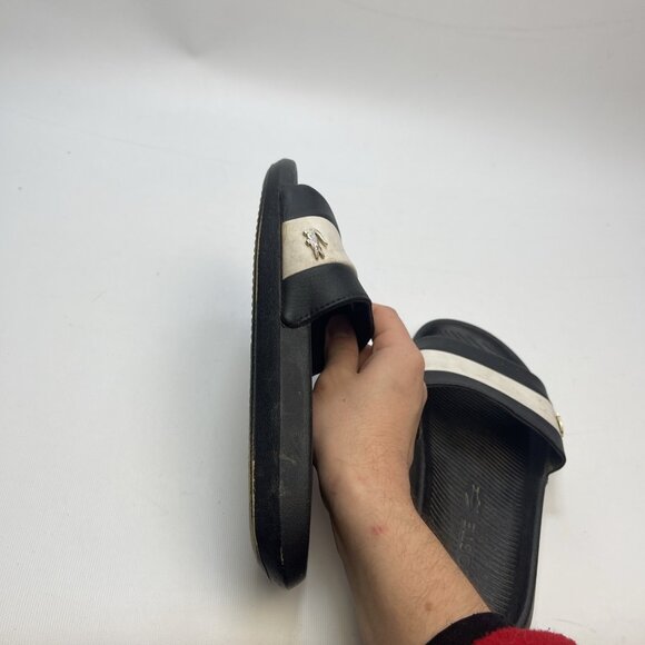 Lacoste Croco-Slide 120-3-US Wom Sz 7 US - Black / White Slip on Slides Sandals - Picture 11 of 16